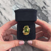 Vintage Heavy 18k Yellow Gold 9.98ct Peridot Pearl Artistic Statement Ring 6.75