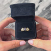 Vintage 14k Yellow Gold 1.54cttw Pale Blue Purple Sapphire Sparkling Open Triangle Bow Ring - Video showing the piece