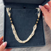 Vintage 14k Yellow Gold Seed Pearl Black Glass Long Naturalistic Beaded Necklace - Video showing the piece