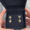 Vintage Italian 14k Yellow Gold Whimsical Puffy Heart Star Dangle Earrings - Video showing the piece