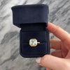Estate 14k Yellow Gold 3.61ct Blue Topaz Diamond Chic Brushed Square Milgrain Ring - Video showing the piece