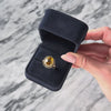 Vintage 14k Yellow Gold Citrine Champagne & White Diamond Haloed Ring - Video showing the piece