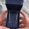 Vintage 14k Yellow Gold Diamond Refined Long Loop Dangle Earrings