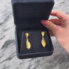 Vintage Italian 14k Yellow Gold Sculptural Brushed Teardrop Dangle Earrings -Video showing the piece