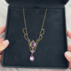 Vintage 14k Yellow Gold 13.0cttw Amethyst Pearl Romantic Ornate Drop Necklace 21