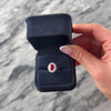 Vintage 18k White Gold 1.53ct Synthetic Ruby Natural Diamond Bright Vibrant Halo Ring - Video showing the piece