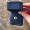Vintage 18k Yellow Gold .77ct Emerald Diamond Classic Halo Scroll Shoulder Ring - Video showing the piece