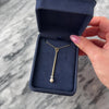 Antique 18k Yellow Gold & Platinum Old Mine Cut Diamond Baroque Pearl Sleek Accented Bar Pendant - Video showing the piece