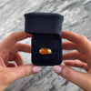 Vintage Heavy 18k Yellow Gold 5.71ct Orange Chalcedony Diamond Glowing East-West Cabochon Ring - Video showing the piece