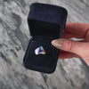 Vintage 10k White Gold Coral Lapis Lazuli Mother of Pearl Colorful Bypass Ring - Video showing the piece