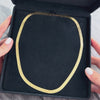 Vintage Italian 14k Yellow Gold Stunning Patterned Herringbone Necklace 20.25