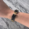 Vintage 14k Yellow Gold Onyx Incredible Columns Statement Bracelet - Video showing the piece