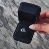 Vintage 10k Yellow Gold 3.5ct Blue Topaz Diamond Flashing Checkerboard Ring -Video showing the piece