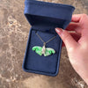 Vintage Large 14k Yellow Gold Jade .83cttw Diamond Glittering Moth Pendant - Video showing the piece