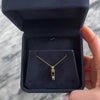 Vintage Small 14k Yellow Gold Blue Sapphire Diamond Graduated Line Drop Pendant