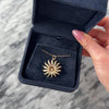 Antique 10k Rosy Yellow Gold Old European Cut Diamond Seed Pearl Glowing Swirling Sun Pendant - Video showing the piece