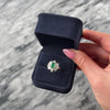 Vintage 14k White Gold .82cttw Diamond .76ct Emerald Dazzling Baguette Spray Halo Ring - Video showing the piece