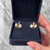 Vintage 14k Yellow Gold 2.7cttw Amethyst Modernist Sliced Disc Stud Earrings - Video showing the piece