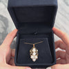 Vintage 14k Rosy Yellow Gold Baroque Pearl Leafy Flowing Grape Vine Pendant