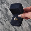 Vintage 14k Yellow Gold Blue Sapphire .656cttw Diamond Swirling Halo Ring - Video showing the piece