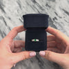 Vintage Platinum Emerald Diamond Double Line Shoulder Partial Bezel Ring - Video showing the piece
