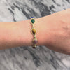 Vintage 14k Yellow Gold 4.69cttw Carnelian 4.58cttw Green Blue Chalcedony 2.99ct Rhodonite 2.59ct Unakite 2.42ct Tiger's Eye 2.18ct Onyx Carved Scarab Cabochon Link Bracelet - Video showing the piece