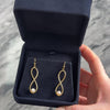 Vintage Italian 14k Yellow Gold Pearl Textured Infinity Drop Dangle Earrings - Video showing the piece