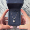 Vintage 14k White Gold Diamond Blue Sapphire Gleaming Teardrop Halo Necklace - Video showing the piece