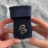 Vintage 14k Yellow Gold Ruby Striking Slithering Snake Wrap Ring 11.25