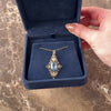 Vintage 14k Yellow Gold 3.76ct Light Blue Synthetic Spinel Natural Diamond Seed Pearl Open Filigree Pendant - Video showing the piece