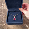 Antique 14k Yellow Gold 3.34ct Synthetic Ruby Natural Diamond Vibrant Framed Cushion Dangle Pendant - Video showing the piece