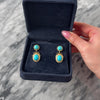 Vintage 14k Yellow Gold 8.01cttw Turquoise Seed Pearl Lovely Ornate Cabled Dangle Earrings - Video showing the piece