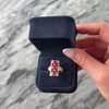 Vintage 14k Yellow Gold 1.26cttw Ruby Diamond Long Scalloped Bar Ring - Video showing the piece