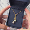 Estate 18k Yellow Gold White Tahitian Pearl Rolo Chain Lariat Dangle Necklace - Video showing the piece