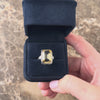 Antique Art Deco 14k White Gold 8.71ct Citrine Blossom Detail Openwork Ring 7.00
