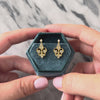 Vintage 18k Yellow Gold Diamond Sparkling Fleur De Lis Dangle Earrings