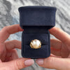 Vintage 14k Yellow Gold Mabé Pearl Bold X Detail Openwork Ring - Video showing the piece