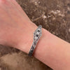 Antique Art Deco 10k White Gold Blue Sapphire Old Mine Cut Diamond Delicate Floral Filigree Bracelet - Video showing the piece