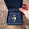 Antique Art Nouveau 10k Rosy Yellow Gold 3.84cttw Green Light Blue Turquoise Seed Pearl Flowing Lavalier Pendant - Video showing the piece