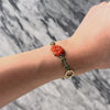 Antique 14k Yellow Gold Carved Coral Black & Green Enamel Bracelet - Video showing the piece