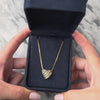 Vintage 14k Yellow Gold .75cttw Diamond Flat Chain Channel Heart Necklace 18