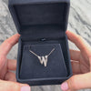 Vintage 14k White Gold Diamond Zig-Zag Channel-Set Slide Pendant