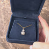 Antique Platinum & 18k Yellow Gold Pearl Old European Cut Diamond Duo Pendant