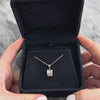 Vintage 14k White Gold Diamond Geometric Rectangle Pendant
