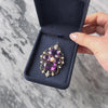 Vintage Oversized 14k Yellow Gold & Platinum Amethyst Diamond Pearl Pendant - Video showing the piece