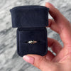 Vintage 14k Rose Gold Black & White Diamond Dainty Three-Stone Ring - Video showing the piece