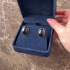 Vintage Large 14k Yellow Gold 33.9cttw Onyx Framed Cabochon Statement Stud Earrings - Video showing the piece