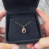 Vintage 14k Yellow Gold 1.4ct Almandine Garnet Diamond Elegant Pear Halo Pendant
