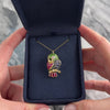 Vintage 18k Yellow Gold 1.25cttw Green Garnet 1.15cttw Blue Sapphire .72cttw Ruby Diamond Adorable Perched Parakeet Pin / Pendant - Video showing the piece