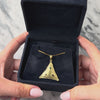 Vintage 18k Yellow Gold Synthetic Ruby Natural Emerald Blue Natural Sapphire Triangle Pendant - Video showing the piece